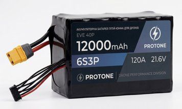 Акумулятор (6S 3P) - EVE 40 P - 21.6 V 12000 mAh (120 A) для FPV дронів (21700) 1770067 фото